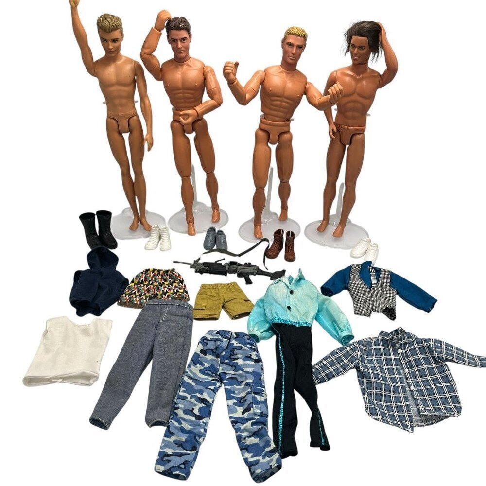 Assorted Lot of Mattel Ken GI Joe Action Figure Boy Male Dolls w/ Clothes Shoes